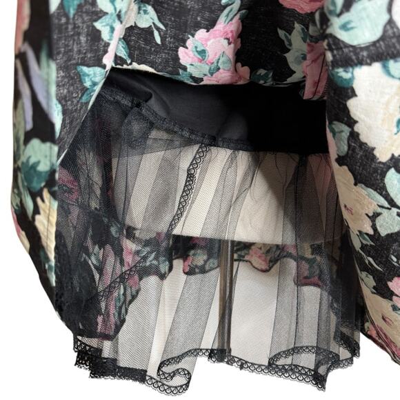 Vintage Jessica McClintock Gunne Sax Floral Bow Detail A-Line Dress Tulle Bottom - Picture 6 of 13